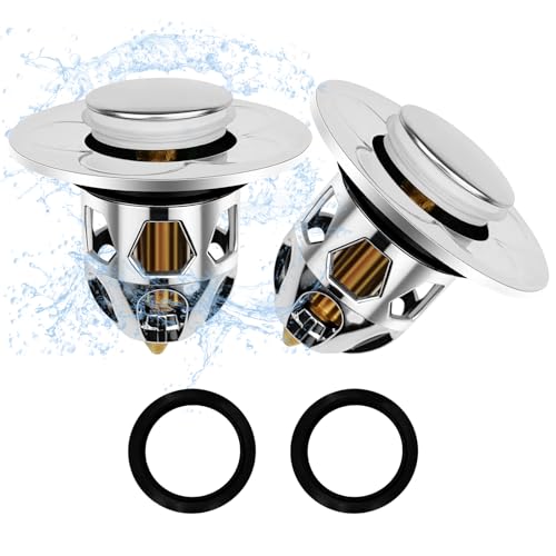Dunkwckore 2 Stück Waschbeckenstöpsel, Ø 34-40mm Abflussstopfen Waschbecken, Stopfen Waschbecken mit 2 Dichtungen, Pop Up Ventil mit Anti Clogging Sieb, für Aufsatzwaschbecken Badewannenstöpsel Dunkwckore 2 Stück Waschbeckenstöpsel, Ø 34-40mm Abflussstopfen Waschbecken, Stopfen Waschbecken mit 2 Dichtungen, Pop Up Ventil mit Anti Clogging Sieb, für Aufsatzwaschbecken Badewannenstöpsel von Dunkwckore