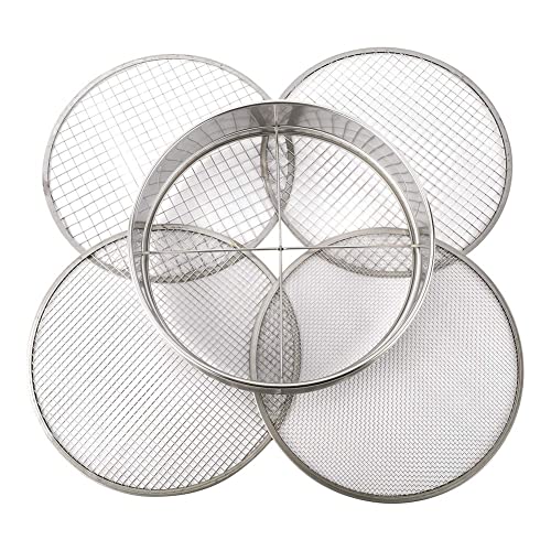 Dunlea Garten-Potting Mesh-Sieb-Siebpfanne - Edelstahl-Mix-Bodenfilter 4-Sieb-Mesh-Filter (1/8, 1/4, 3/8 und 1/2) von Dunlea