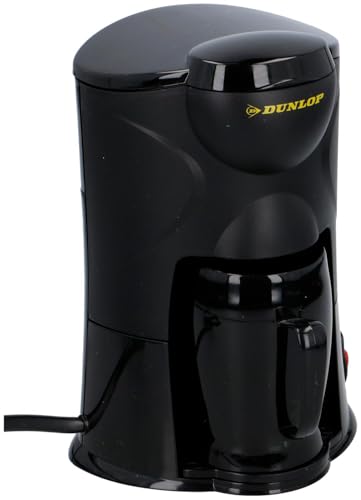 Dunlop - 1-Tassen-Kaffeemaschine 170W | Dauerfilter | ideale Reise-Kaffeemaschine | Anschluss an Zigarettenanzünder |für PKW, LKW, Wohnmobil | mit An- und Ausschalter (12V), Schwarz von DUNLOP