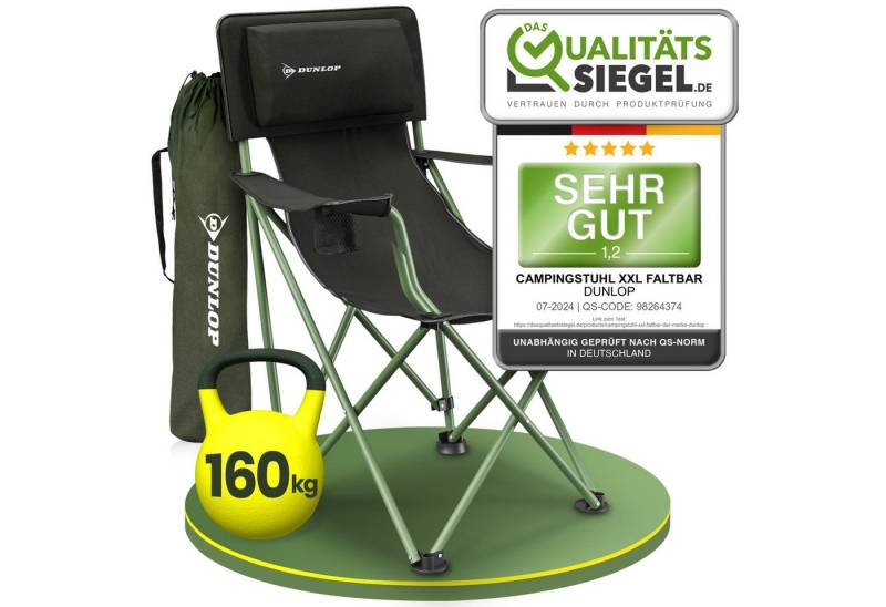 Dunlop Campingstuhl Campingstuhl faltbar XXL, LUXUS Camping Stuhl leicht gepolsterte Kopflehne bis 160 kg von Dunlop