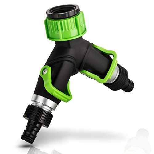 DUNLOP Verteiler Wasser - Stufenlos einstellbares 2 Wege Ventil Gartenschlauch Verteiler mit Schnellkupplung 3/4´´ Zoll Wasserhahn Adapter Garten Wasserverteiler y Splitter (2-Wege-Verteiler) von DUNLOP