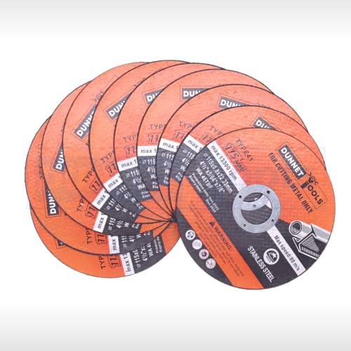 Dunnet Tools Trennscheibe 115 x 0,8 mm Metall-Trennscheiben 10 x 115 mm Pneumatisches Werkzeug Winkelschleifer Schleifmesser-Set Trennscheiben Set von Dunnet Tools