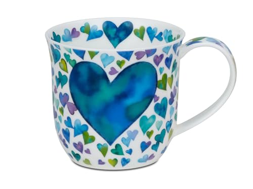 Dunoon Becher Cumbrae Big Love blau 450 ml Bone China Kaffeetasse 102mm Teetasse 0,45l - Hochwertige Porzellantasse Elegantes modernes Design Spülmaschinenfest Geschenk von Dunoon