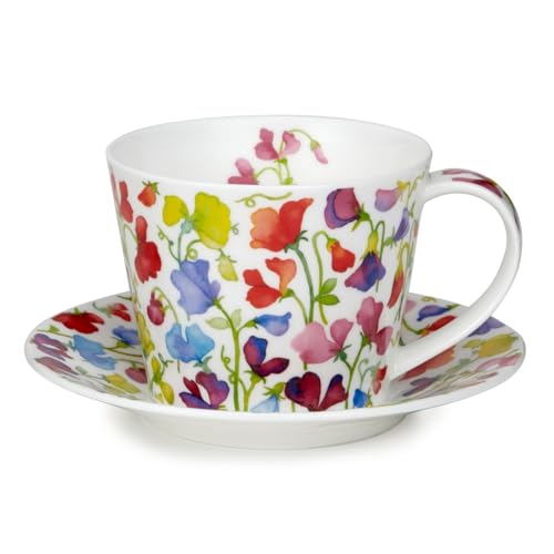 Dunoon Floral Fiesta Sweetpea Islay Teetasse und Untertasse von Dunoon