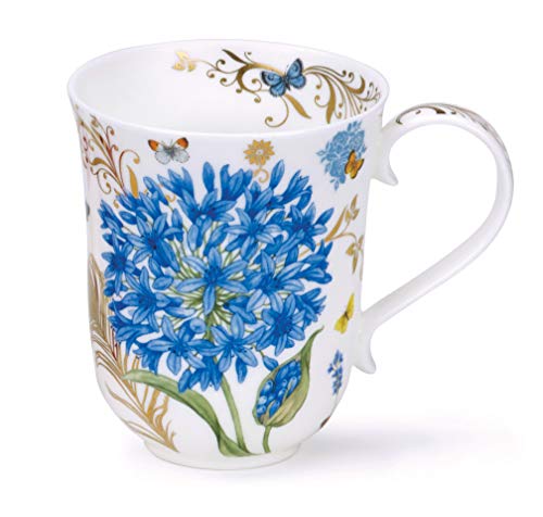 Dunoon Tasse aus feinem Knochenporzellan spülmaschinenfest 330 ml Braemar Form Vintage Blue von Dunoon