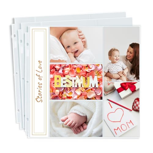 Dunwell Fotoalbum-Nachfüllseiten, 30,5 x 30,5 cm, gemischt, 25 Stück, für 250 Fotos à 10,2 x 15,2 cm, 10,2 x 15,2 cm, Fotohüllen für 3-Ring-Sammelalbum, 30,5 x 30,5 cm, Archivqualität, 30,5 x 30,5 cm von Dunwell