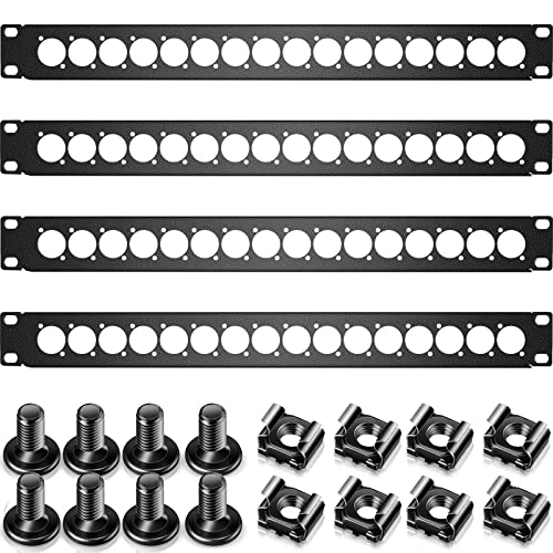Dunzy 4 Stück 1U Rack Panel XLR HDMI Rack Mount Panel Connectors mit M6 Schrauben Metall Komponente Stanzplatten für Audio Gehäuse Server Computer Equipment Studio, 19 Zoll (16D Serie) von Dunzy