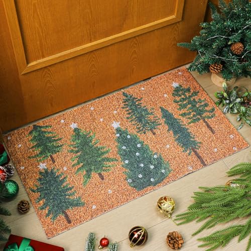 Dunzy Fußmatte für den Außenbereich, Motiv: Schneewald, grüner Weihnachtsbaum, Kokosfaser, Willkommens-Fußmatten, Bauernhaus-Vorderseite, rutschfeste Matte, Weihnachten, Winter, saisonale Teppiche Dunzy Fußmatte für den Außenbereich, Motiv: Schneewald, grüner Weihnachtsbaum, Kokosfaser, Willkommens-Fußmatten, Bauernhaus-Vorderseite, rutschfeste Matte, Weihnachten, Winter, saisonale Teppiche von Dunzy