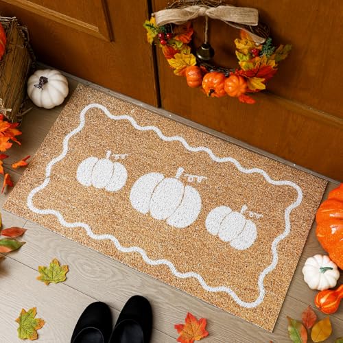Dunzy Fußmatten für den Herbst, rutschfest, Kokosfaser, Herbst-, Bauernhaus-, Haustürmatten, Herbst-, Erntedank-, Ernte-Teppiche, Dekoration für drinnen und draußen, Hauseingang, Veranda (Kürbis) Dunzy Fußmatten für den Herbst, rutschfest, Kokosfaser, Herbst-, Bauernhaus-, Haustürmatten, Herbst-, Erntedank-, Ernte-Teppiche, Dekoration für drinnen und draußen, Hauseingang, Veranda (Kürbis) von Dunzy