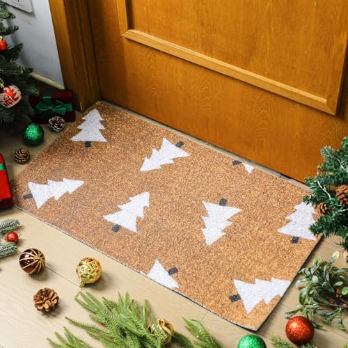 Dunzy Weiße Weihnachtsbaum-Fußmatten für den Außenbereich, Weihnachtsbaum-Imitat, Kokosfaser, Willkommens-Fußmatten, Bauernhaus-Vorderseite, rutschfeste Matte, Winter-Weihnachtsteppich, Dekoration für Dunzy Weiße Weihnachtsbaum-Fußmatten für den Außenbereich, Weihnachtsbaum-Imitat, Kokosfaser, Willkommens-Fußmatten, Bauernhaus-Vorderseite, rutschfeste Matte, Winter-Weihnachtsteppich, Dekoration für von Dunzy