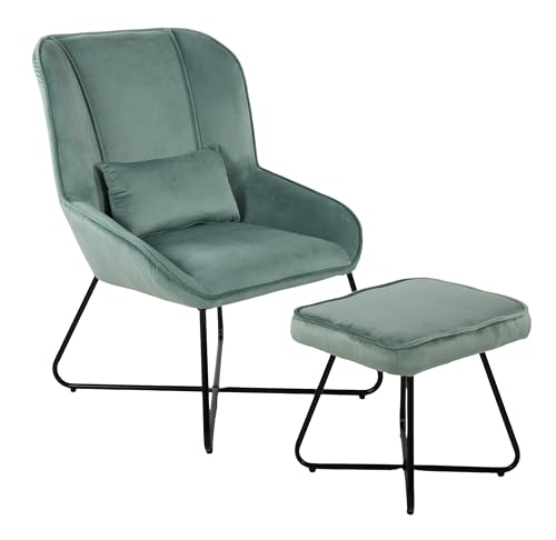 Duo Collection Algona Relaxsessel mit Hocker | Komfortabler Cocktailsessel und Loungesessel aus Samt | gemütlicher Sessel mit Hocker | modern und elegant | Mint Duo Collection Algona Relaxsessel mit Hocker | Komfortabler Cocktailsessel und Loungesessel aus Samt | gemütlicher Sessel mit Hocker | modern und elegant | Mint von Duo Collection