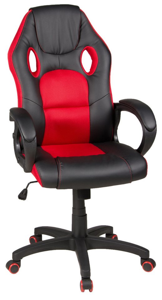 Duo Collection Bürostuhl Chefsessel Riley, schwarz/rot, Racing-Look, Kunstleder & Netzstoff von Duo Collection