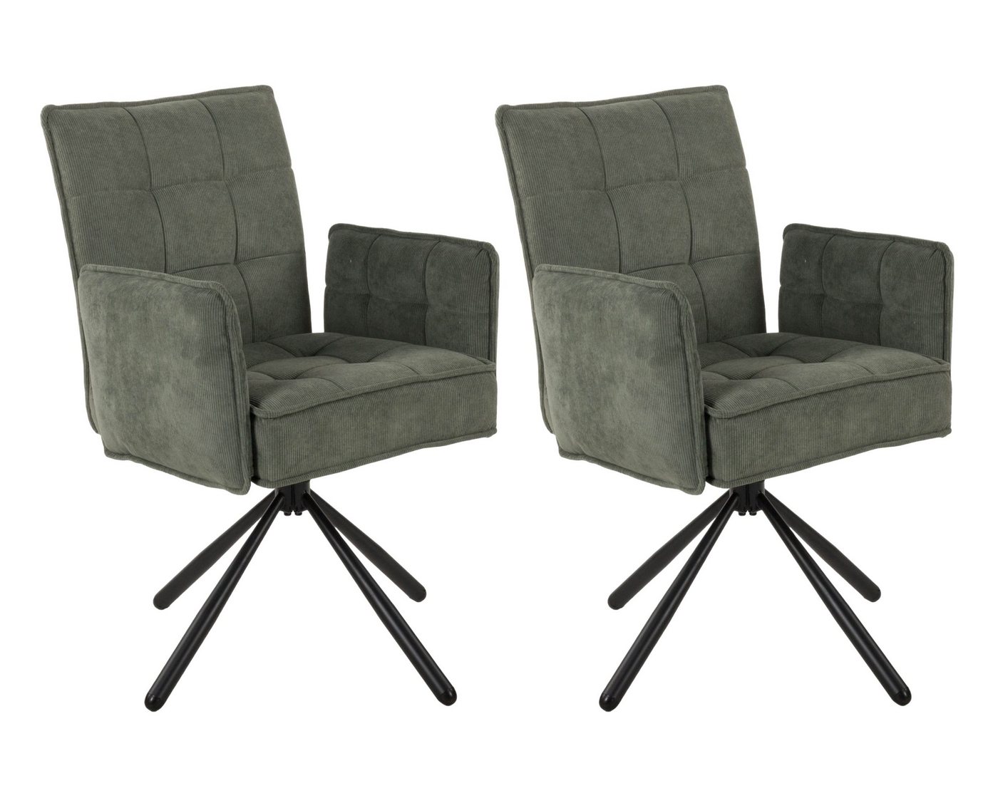 Duo Collection Polsterstuhl Esszimmerstuhl Nola (2er Set), Kord-Bezug, mit feiner Steppung, drehbar von Duo Collection