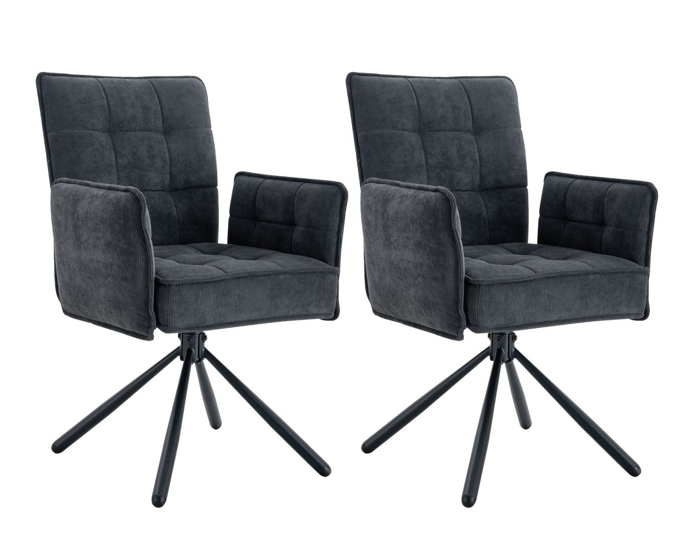 Duo Collection Polsterstuhl Esszimmerstuhl Nola (2er Set), Kord-Bezug, mit feiner Steppung, drehbar von Duo Collection