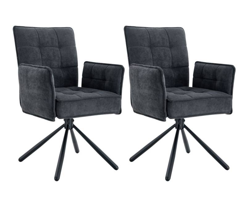 Duo Collection Polsterstuhl Esszimmerstuhl Nola (2er Set), Kord-Bezug, mit feiner Steppung, drehbar von Duo Collection