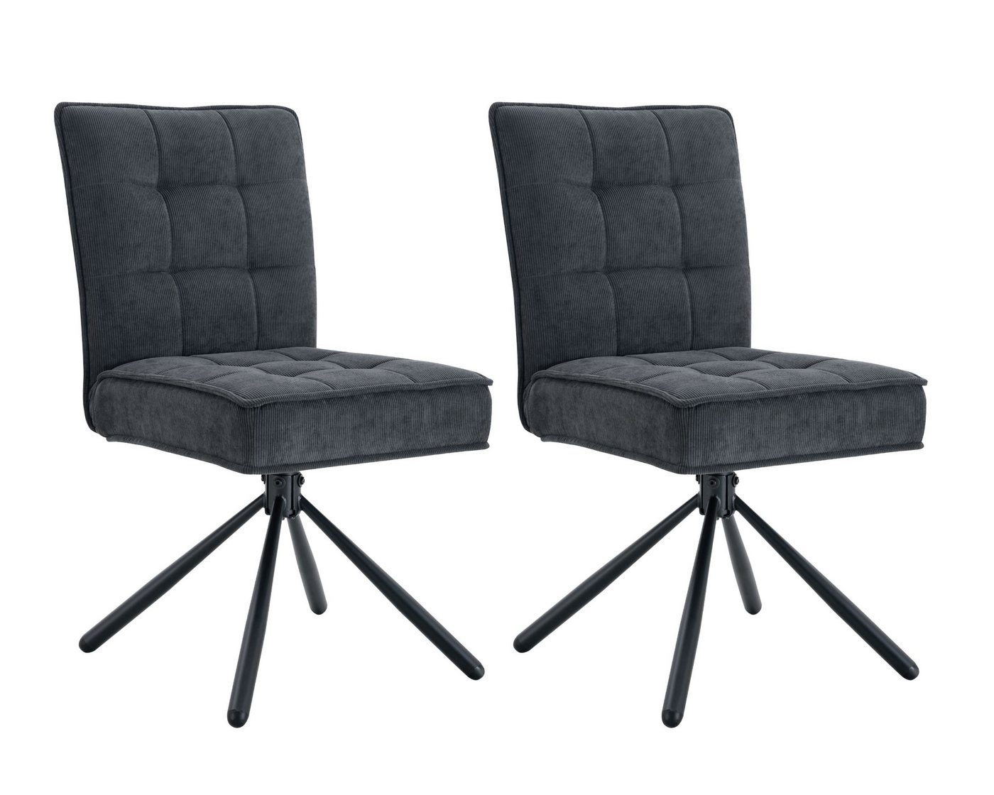 Duo Collection Polsterstuhl Esszimmerstuhl Nola (2er Set), Kord-Bezug, mit feiner Steppung, drehbar von Duo Collection