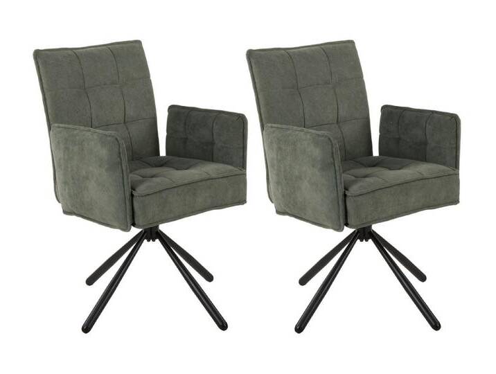 Duo Collection Polsterstuhl Esszimmerstuhl Nola (2er Set), Kord-Bezug, mit feiner Steppung, drehbar, grün, Mit Armlehne, Olive von Duo-Collection