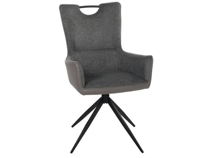 Duo Collection Polsterstuhl Esszimmerstuhl Valeria (2er Set), angesagt mit abgesetzten Lederlook, drehbar, mit Griff, grau von Duo-Collection