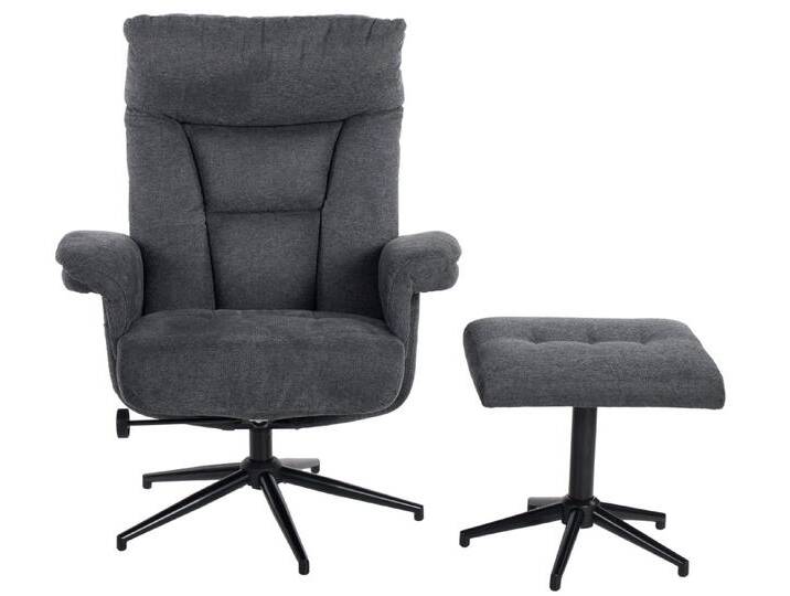 Duo Collection Relaxliege Relaxsessel mit Hocker LA SERENA, grau von Duo-Collection
