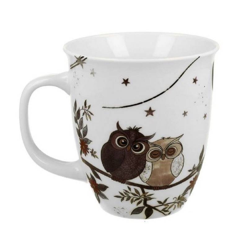 Duo-Gift Becher Klassische Sommer Blumen Planzen / Waldtieren / Frühling Mug Motiv, Porzellan : ca. 650 Charmante Eulen / Eule Kollektion, Ideal als Geschenk / Sammlung / Dekoration von Duo-Gift