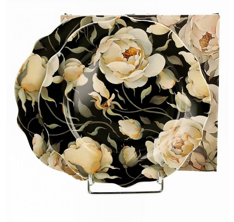 Duo-Gift Tasse Vintage Duo Teller Set Englische Rosen schwarz, Fan Tasse von Duo-Gift