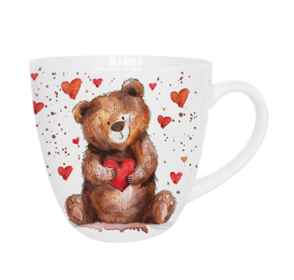 Duo-Gift Tasse Romantische Duo Tasse Schloss Bär mit Herzen 460 ml Valentinstag, Duo vintage von Duo-Gift