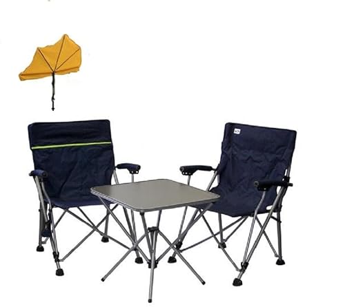 Mikt Fächerschirm GELB Camping Reise -Set Holly' S JUBILÄUMSET - 2 FALTSTÜHLE + 1 KLAPPTISCH + TRAGTASCHE von Duo - Masterholder holly