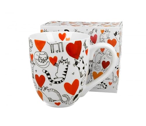 DUO ANIMALS XXL Becher 1000 ml CAT'S WORLD - HEARTS aus New Bone China Porzellan von Duo