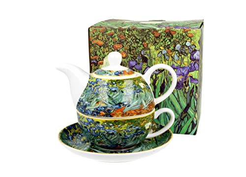 DUO ART GALLERY 27587 Tasse mit Teekanne IRISES Glas - New Bone China Porzellan von Duo