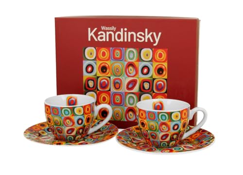 DUO ART GALLERY 2er-Set Espressotassen 110 ml SQUARES WITH CIRCLES inspired by W. Kandinsky, mit Untertassen, New Bone China Porzellan DUO ART GALLERY 2er-Set Espressotassen 110 ml SQUARES WITH CIRCLES inspired by W. Kandinsky, mit Untertassen, New Bone China Porzellan von Duo