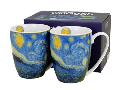 DUO ART GALLERY 2er-Set Klassischer Becher 360 ml STARRY NIGHT inspired by Van Gogh New Bone China Porzellan von Duo