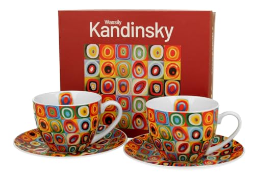DUO ART GALLERY 2er-Set Tassen 270 ml SQUARES WITH CIRCLES inspired by W. Kandinsky, mit Untertassen, New Bone China Porzellan DUO ART GALLERY 2er-Set Tassen 270 ml SQUARES WITH CIRCLES inspired by W. Kandinsky, mit Untertassen, New Bone China Porzellan von Duo
