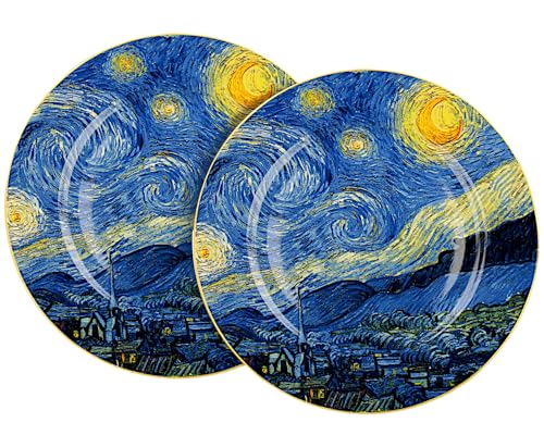 DUO ART GALLERY Dessertteller 2er Set STARRY NIGHT inspired by Van Gogh New Bone China Porzellan von Duo
