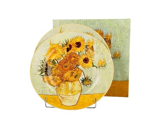 DUO ART GALLERY Dessertteller 2er Set SUNFLOWERS inspired by Van Gogh New Bone China Porzellan von Duo