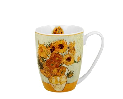 DUO ART GALLERY Klassischer Becher 360 ml SUNFLOWERS inspired by Van Gogh New Bone China Porzellan von Duo