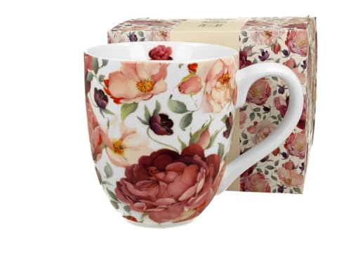 DUO FLORAL XXL Becher 1000 ml SPRING ROSES WHITE New Bone China Porzellan von Duo