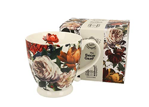 Duo Kollektion Secret Garden Becher 480 ml White Roses aus New Bone China Porzellan im Geschenkbox, klassischer Becher, Kaffee- und Teebecher von Duo