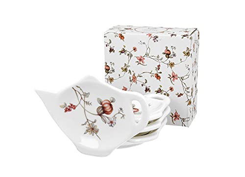 DUO FLORAL 4er-Set Teebeutelhalter SAFA New Bone China Porzellan von Duo