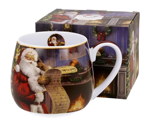 Weihnachtstasse 430 ml aus New Bone China Porzellan in Geschenkbox, Kaffe-Tasse, Kaffebecher, Teetasse (Santa Letter) von Duo