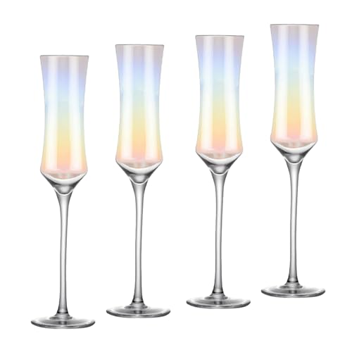 Duokirs Champagnerkelche Perlfarben Schaumweingläser 4er Set Kristallglas Sektglas-Set 4 Stück Bleifreies Geeignet für Hochzeiten, Geburtstagsgeschenke von Duokirs