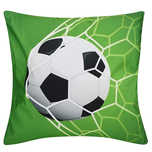 2 Packs Fußballkissen Sport Ball Muster Stil Kissenbezug, Polyester Pfirsichhaut Schlafsofa Wohnkultur Kissenbezug Kissenbezug Ideal für Hauptdekorationen(17,7x17,7in Fußball) von Duokon