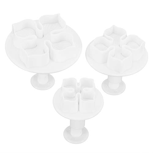 3 Stück Fondant Ausstecher Schneeflocken Set, Kunststoff Hortensie-Muster Kekse Ausstecher, DIY Ausstechformen Auswerfer Stempel Tortendeko, für Fondant-Kuchen-Plätzchen von Duokon