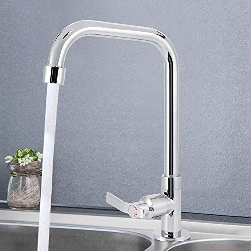 360 ° drehbar Waschtisch-Mischbatterie, moderne G1 / 2 in Einhand-Spülbecken Wasserhahn einzigen Kaltwasserhahn Wohnaccessoire für Haushalt Küche Bad von Duokon