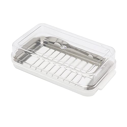 Butterdose mit Butterschneider, Kunststoff Butterbox mit Transparente luftdichtem Deckel, Butterschale mit Deckel, Behälter für die Butteraufbewahrung (Weiß) von Duokon