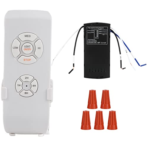 220V Universal Deckenventilator Fernbedienung Kit, Wireless Deckenventilator Lampe Fernbedienung Kit mit Lichtsteuerung, 3-Gang-Einstellung, 4 Timming-Steuerung, für Home Büro Restaurant Geschäft von Duokon