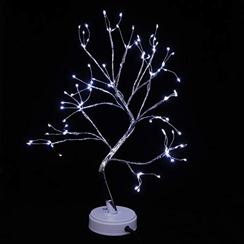 Duokon Bonsai Licht LED, 108LED Bonsai Baum Lampe Kupferdraht Batterie USB Powered Touch Schalter Kaltweißes Licht für Zuhause Weihnachten Neujahr Geschenk von Duokon