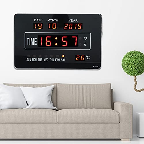Kalenderuhr, multifunktionale elektronische Digitale Kalenderuhr Zeit Temperaturanzeige EU-Stecker 110-220V von Duokon