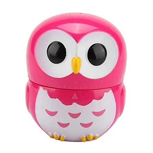 Küchentimer, Niedliche Eulenform Küchenarbeitsplatten Manueller Timer Niedliche Eule manuelle mechanische Zeitschaltuhr, Wohnzimmer Küchenzähler Alarm Magenta tragbares von Duokon