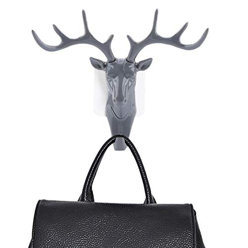 Wandhaken, Tierhaken Wandhalter Tiere Kopf Hirsch Kleiderbügel Kunststoff Kleiderständer Halter Bad Veranstalter Hut Handtuch Schlüsselring fur KüChe Home Office (grau) von Duokon