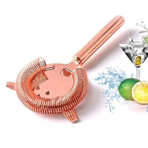 Cocktailsieb, Barsieb Cocktail mit Stabilisierenden Zinken aus Edelstahl und Federspule Hawthorne Sieb für alle GläSer und Shaker, Einweihungsgeschenk (Rotgold) von Duokon